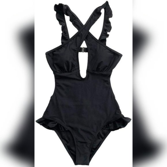 Cupshe Other - NWT Cupshe Black Ruffles One-Piece M